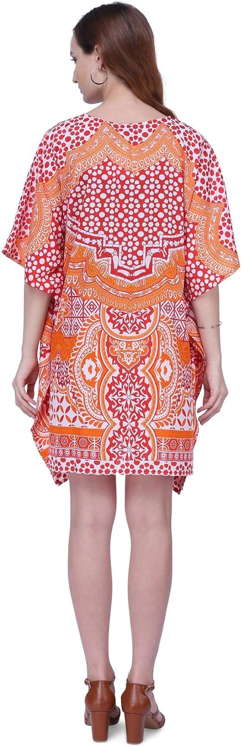 Miss Lavish London Women’s Plus Size Short Kaftan Cover Up Dress, Resort Wear Caftan, Summer Cruise Vacation Swim Coverup - Image 4