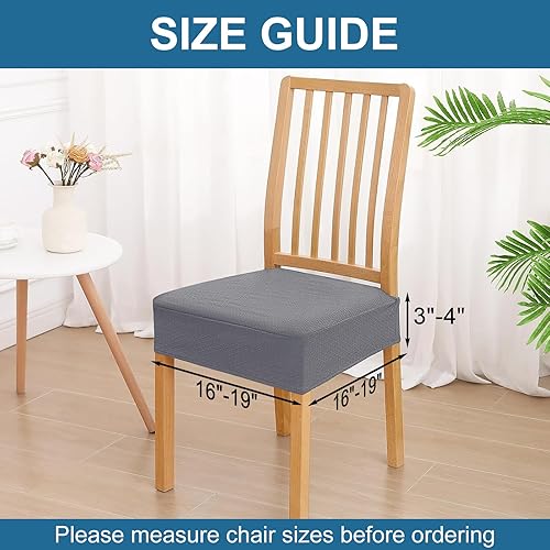 Miniatura 2 de smiry Fundas de asiento impermeables para sillas de comedor juego de 4 fundas elásticas de jacquard extraíbles y lavables sin fundas traseras color