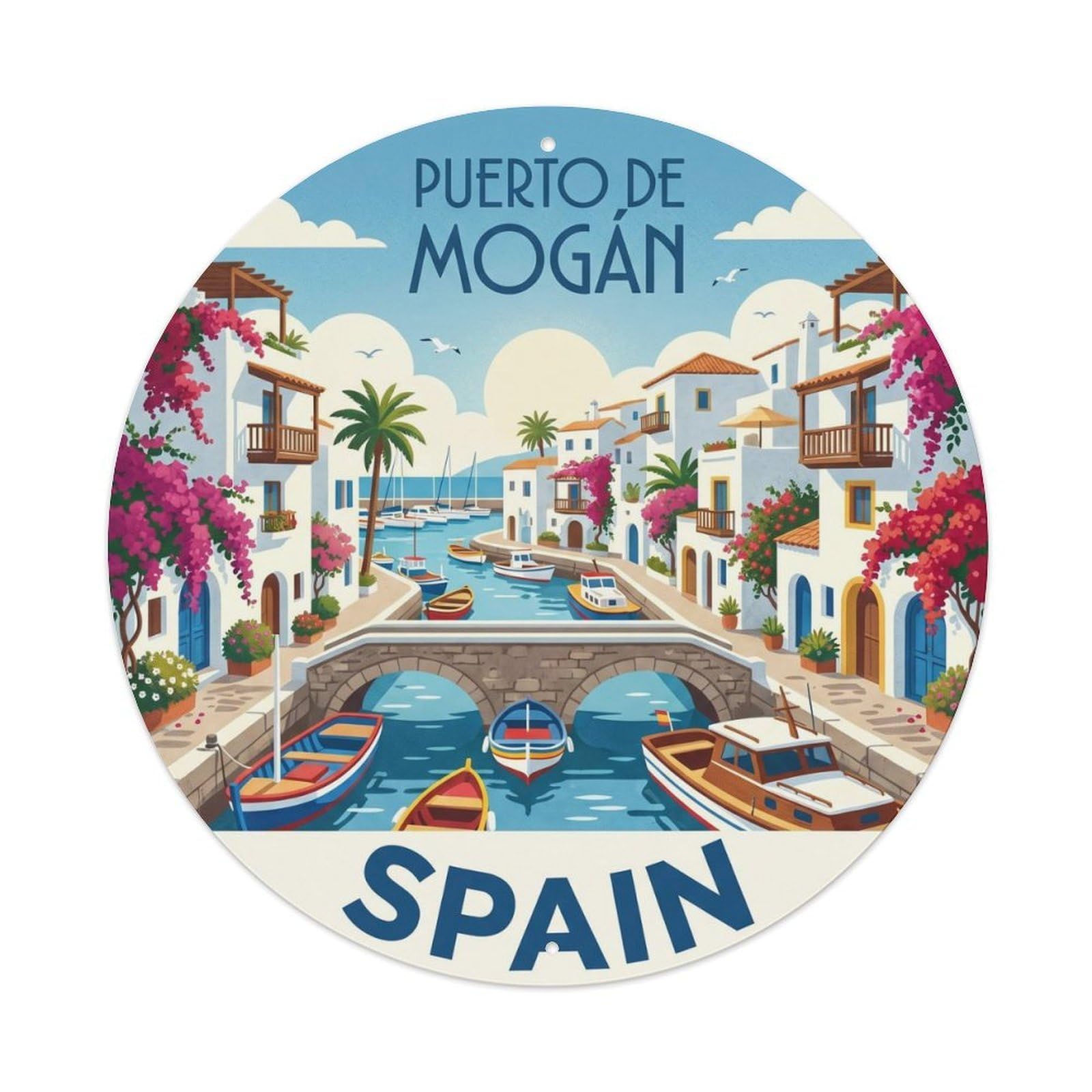 Gran Canaria Puerto Mogan Spain Landmark Travel Metal Tin Sign