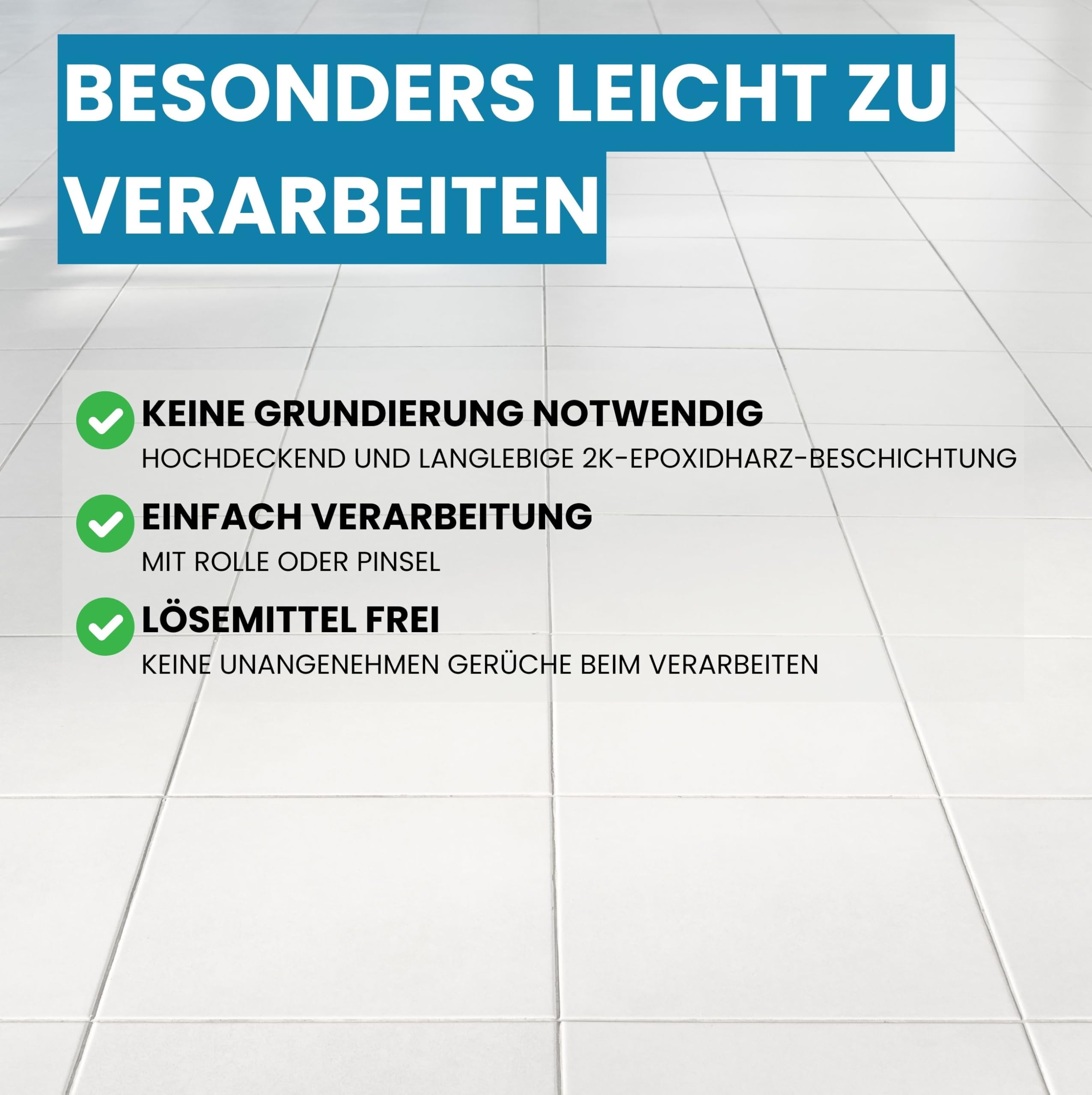 derendo 2K Fliesenlack weiß glänzend (RAL 9010) Epoxidharz mit Härter weiße Fliesenfarbe Badezimmer Fliesenlack 2K Lack Badewanne reinweiss für Innen & aussen (1, Kilogramm)