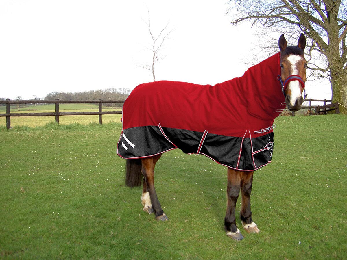 Gee Tac Horse Turnout Combo Rug 1200 Denier/Thick Outer 350g RED 7'6