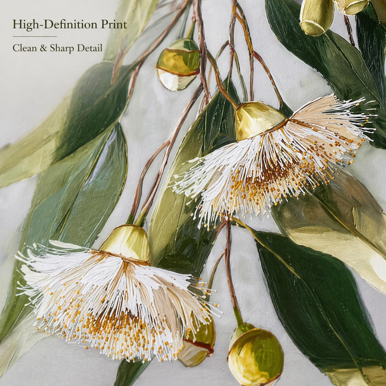 Eucalyptus Botanical Wall Art Set of 3, 12x12 Inch Canvas Prints, Minimalist Green Floral Artwork, Modern Farmhouse Bathroom Bedroom Living Room Decor, Framed Ready to Hang (Eucalyptus Green )
