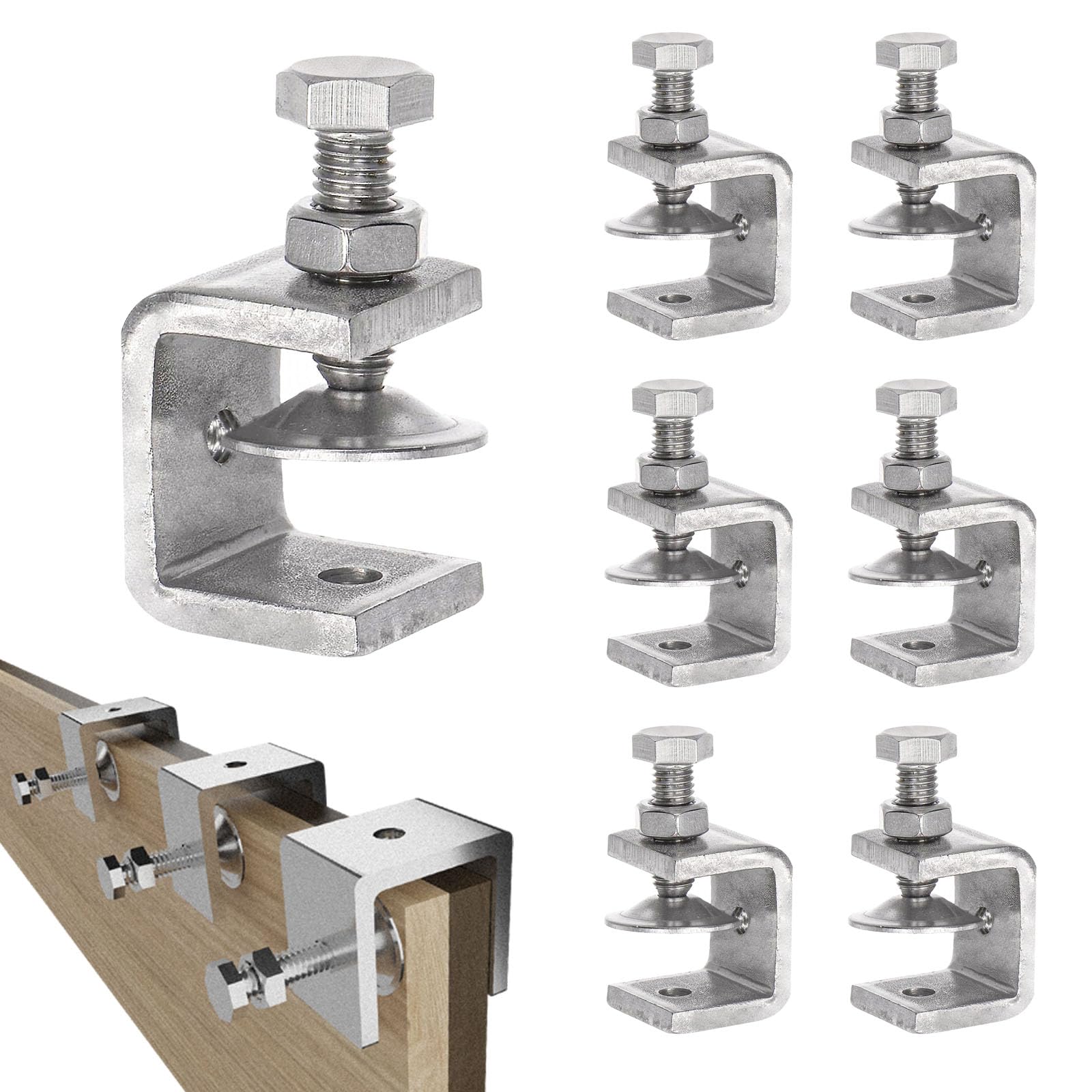 6 Pieces C-Clamp Stainless Steel, Small Clamps Mini C Clamps 0.79 Inch for woodworker, welder, and construction worker
