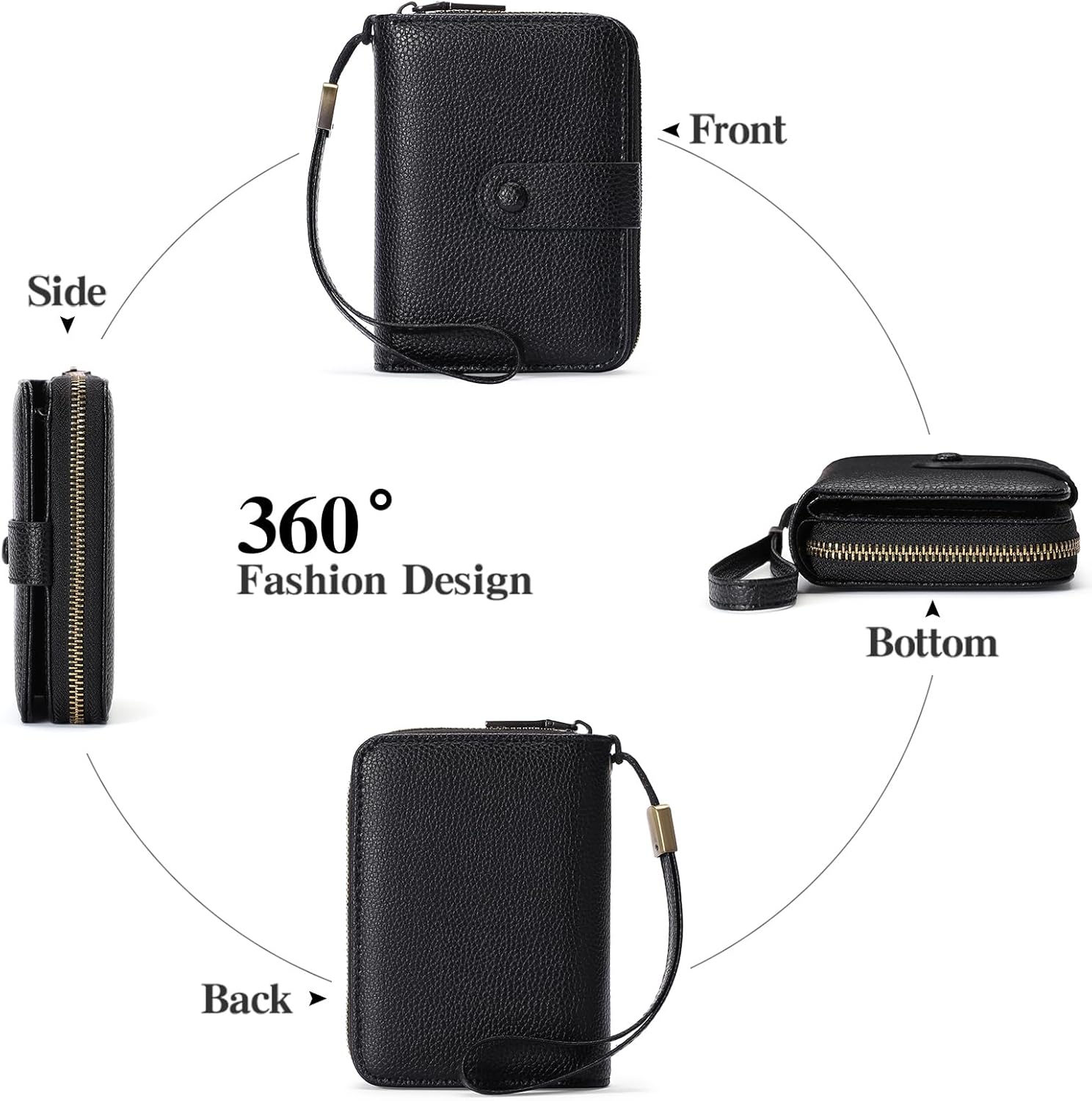 GAEKEAO Leather Credit Card Holder Wallet for Women RFID Blocking Large Capacity Bifold Zipper Card Case Organizer with Wristlet 32 Slots - Image 4