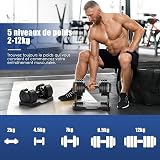 DH FitLife 2 x 12kg Adjustable Dumbbells Set | 5 Weights, Quick Adjust - 2