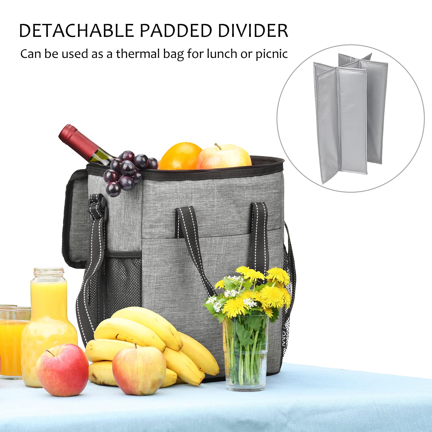 Kato Tirrinia Borsa termica per 6 bottiglie di vino, frigo, picnic e campeggio, grigio