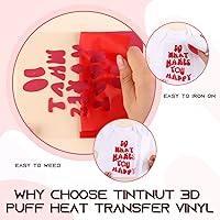 Vista 3 de Tintnut Red Puff HTV Vinilo de transferencia de calor – Rollo de 10 pulgadas x 6 pies, vinilo de transferencia térmica 3D Puffy HTV para camisetas