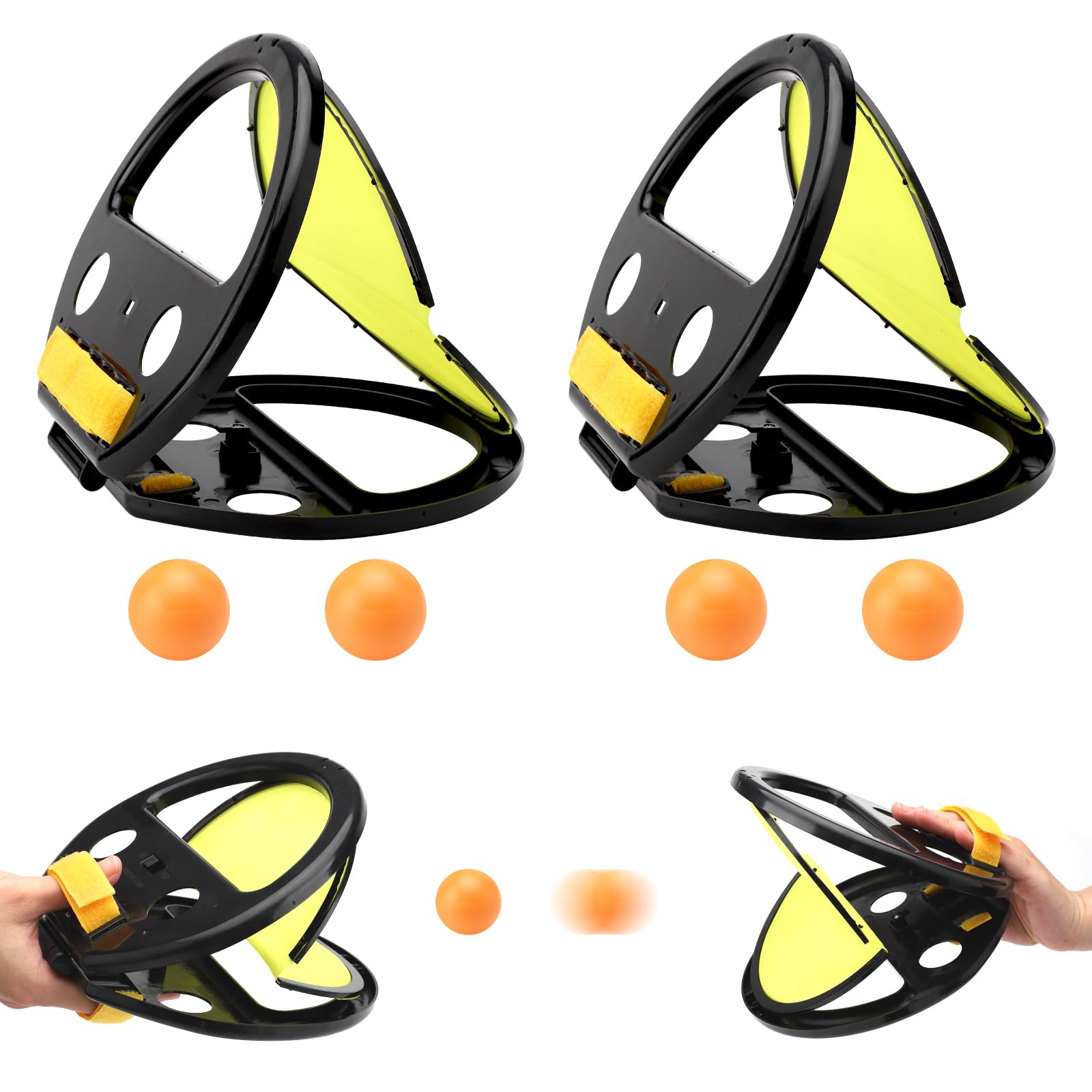 Minkissy Wurf- Und Fangballspiel Set - 2 Schläger + 4 Bälle Für Kinder Ab 3 Jahren