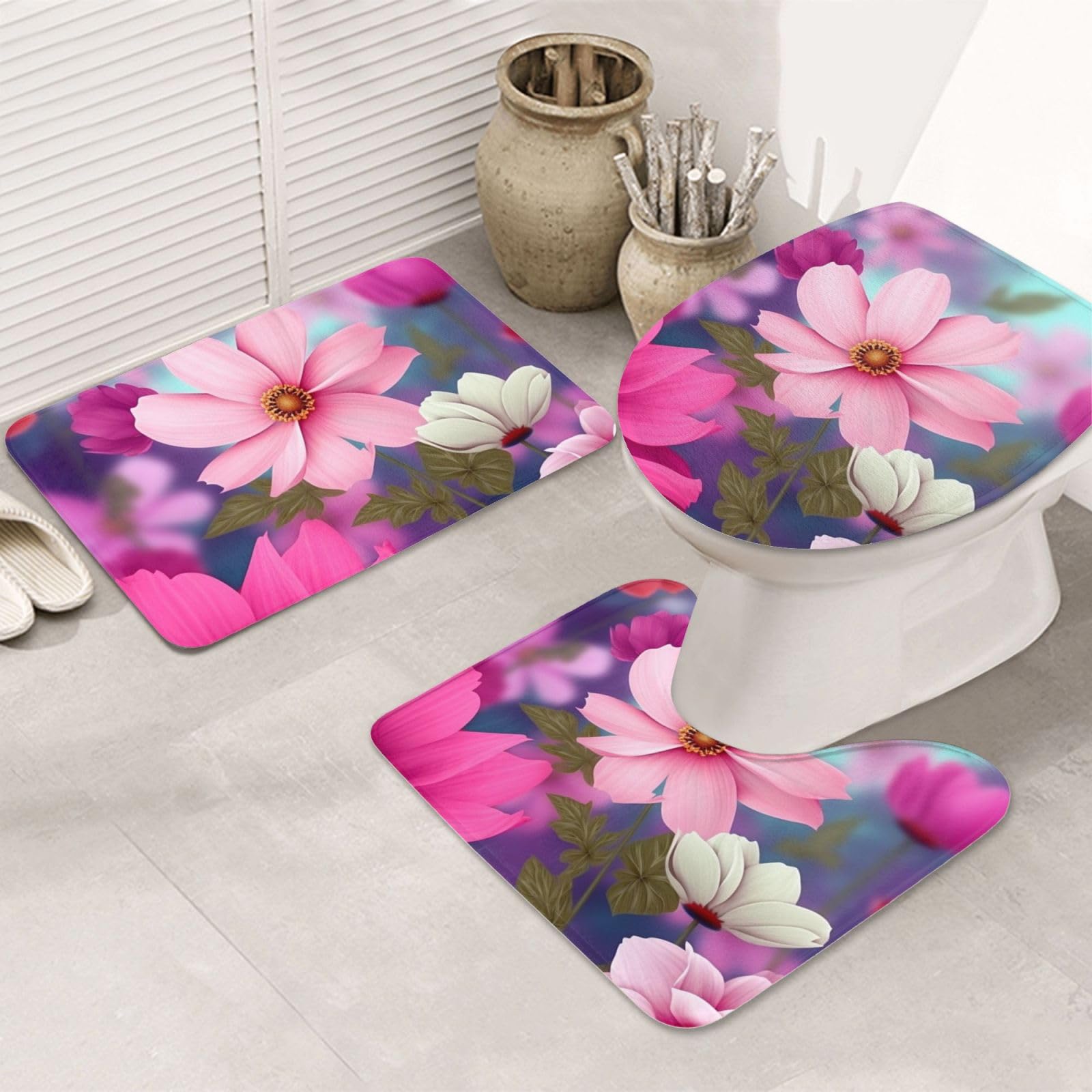 Tapis de salle de bain absorbants lot de 3 ultra antidérapants et forme U