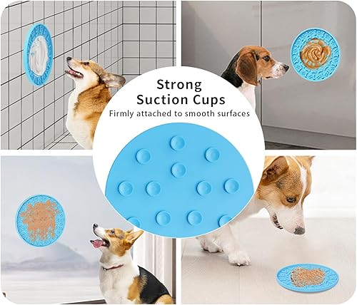 Miniatura 4 de Alfombrilla de silicona para lamer perros y gatos, paquete de 3, tapete de silicona para lamer perros con ventosas, alivia la ansiedad, promueve una
