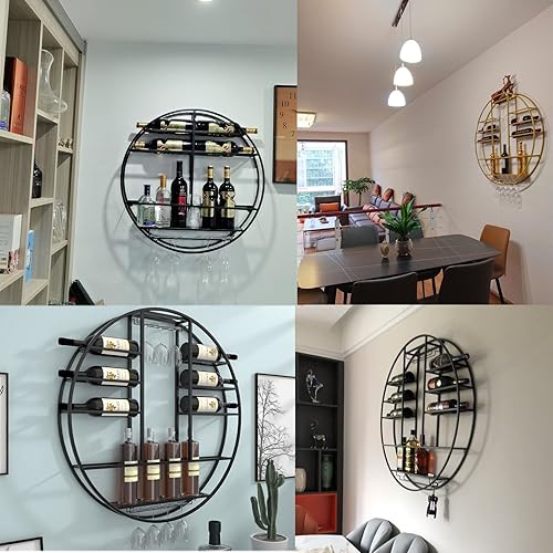 Miniatura 4 de Estante colgante para copas de vino montado en la pared, Estante para copas de vino para barra de cocina, soporte de exhibición redondo de la taza