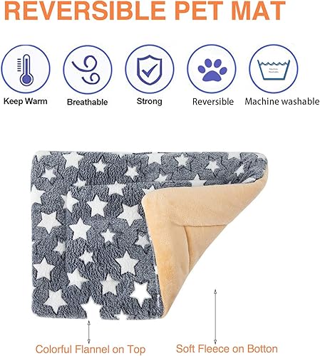 Miniatura 12 de 2 Pcs Pet Bed Mats. Ultra Soft Pet (Dog/Cat) Bed with Cute Prints. Reversible Faux Lambswool Kennel Pad for Medium Small Dogs and Cats. Machine
