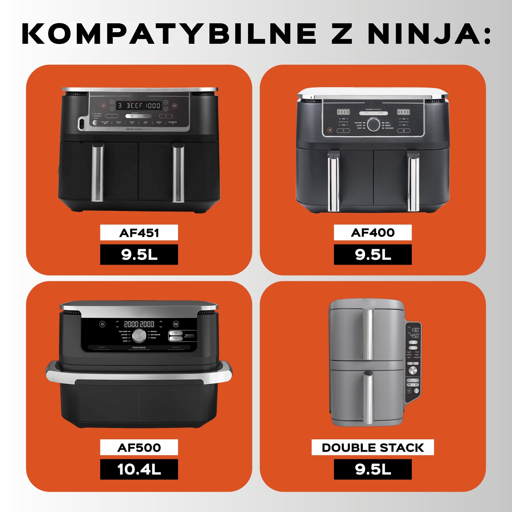 UNBOX 2 sztuki wkładu do wafli do gorących urządzeń do smażenia, silikonowa forma do belgijskich wafli, pasuje do Ninja AF400EU, AF451EU, SL400EU, AF500DE, akcesoria do airfryerów, wolne od BPA i