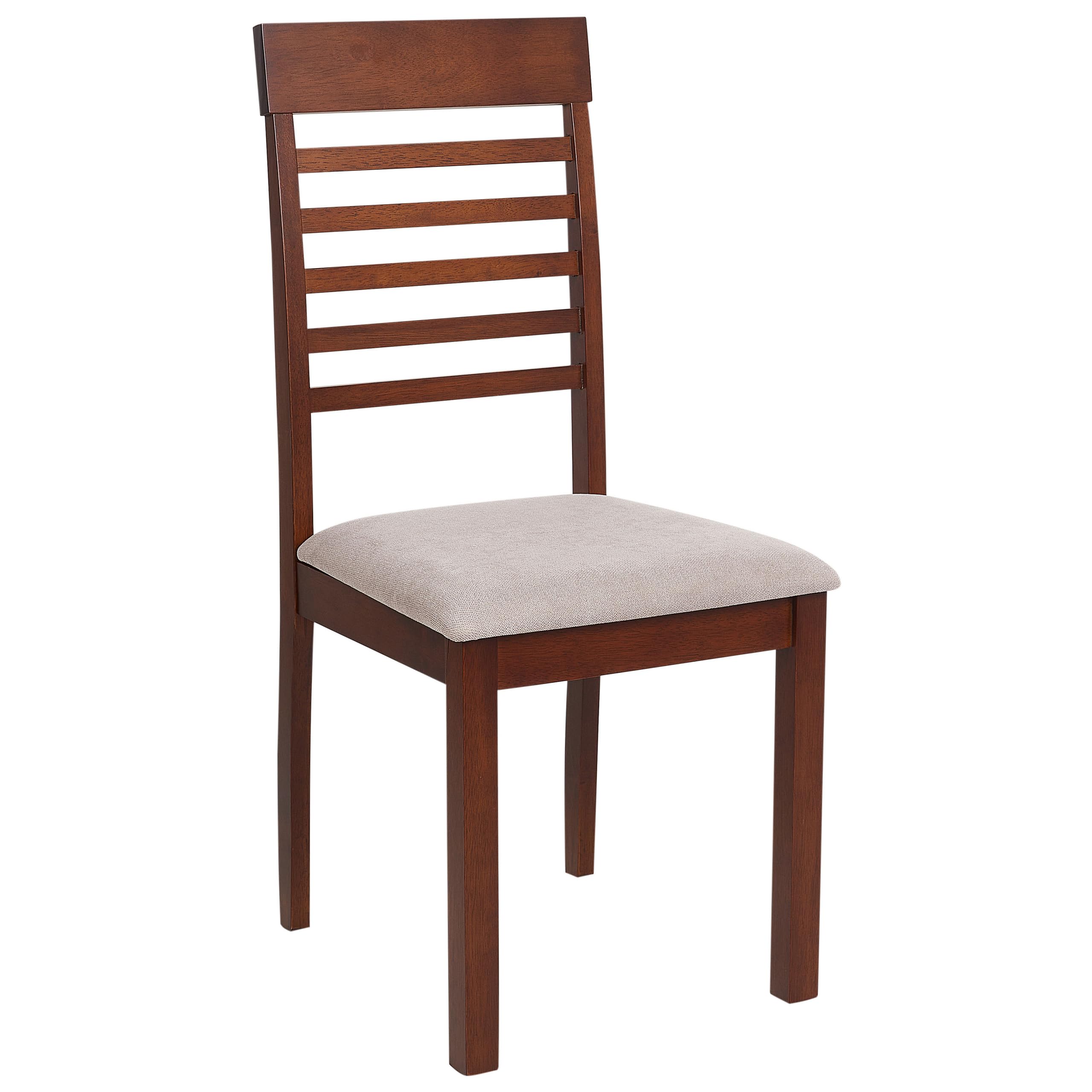Beliani Lot de 2 Chaises en Bois Foncé Rembourrées Taupe Ortley