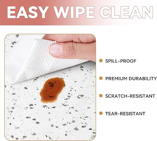 Miniatura 5 de RAY STAR Revestimiento para estantes, revestimiento de mármol de terrazo no adhesivo para cajón de despensa, agarre fuerte, antideslizante,