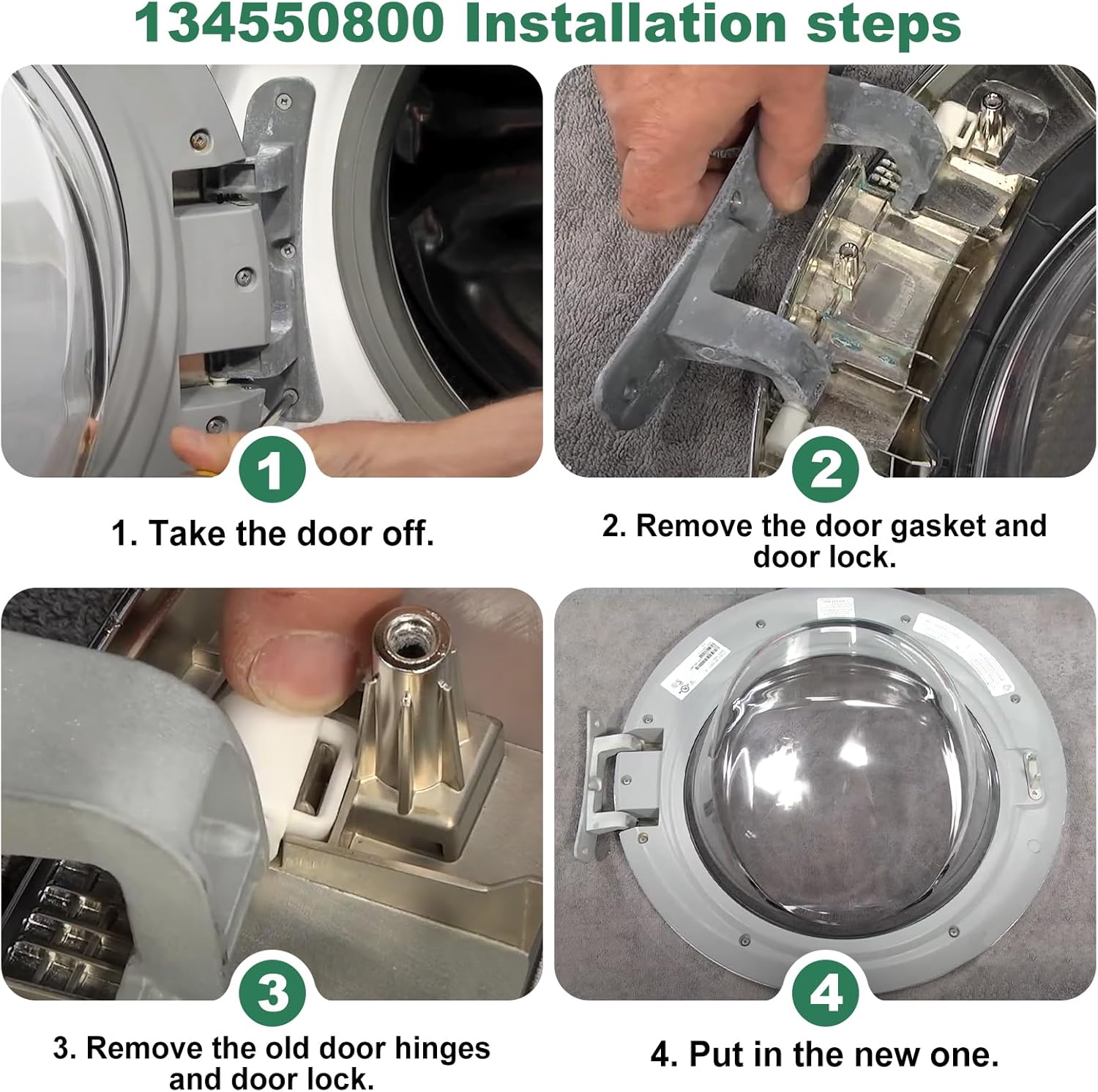Upgraded 134550800 Affinity Washer Door Hinge with Bushings & 131763310 Striker Kit - Compatible with Frigidaire, Kenmore, Electrolux, Crosley Washing Machines - Replaces 1191162, AP3886714, PS1152380
