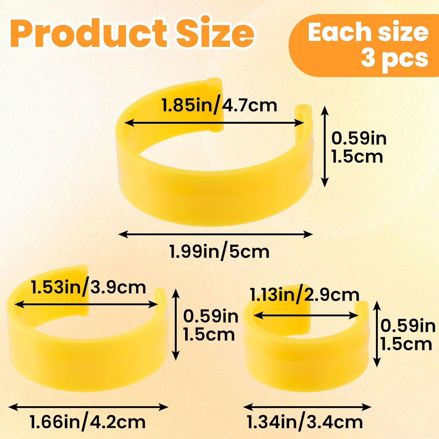 9pcs Pill Bottles Clips for Medicine Bottles, Markable Medicine Bottle Label Clips, 3mm 4mm 5mm Portable Plastic Medication Identification Clips for Daily Use or Travel- Yellow