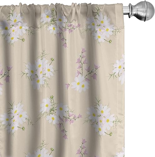 Miniatura 22 de Ambesonne - Cortinas de ventana de los 90, tema de los 90 con dispositivos de casa de estilo antiguo, patines en línea, zapatos de baile divertidos,