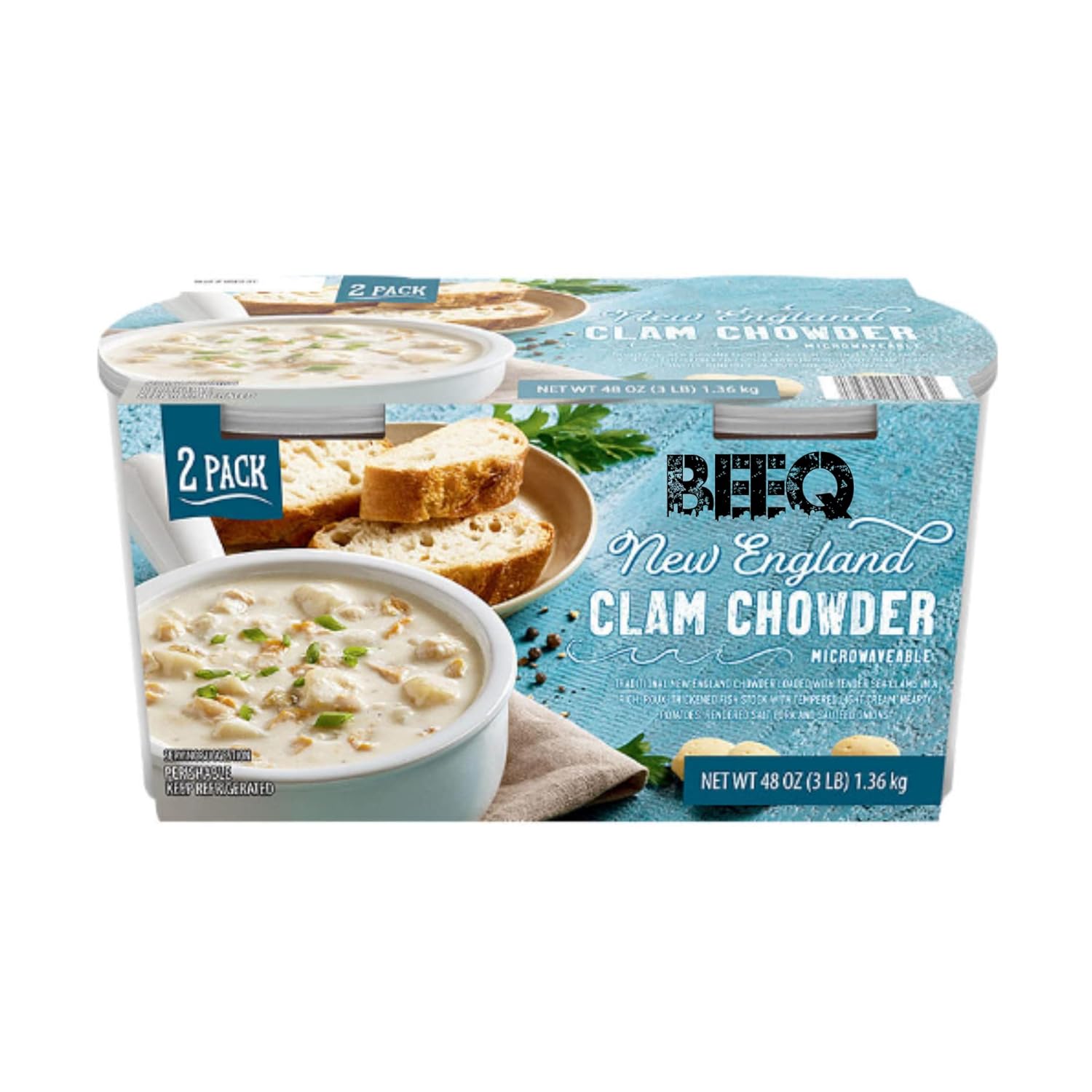 Beeq New England Clam Chowder (24 oz. cups, 2 pk