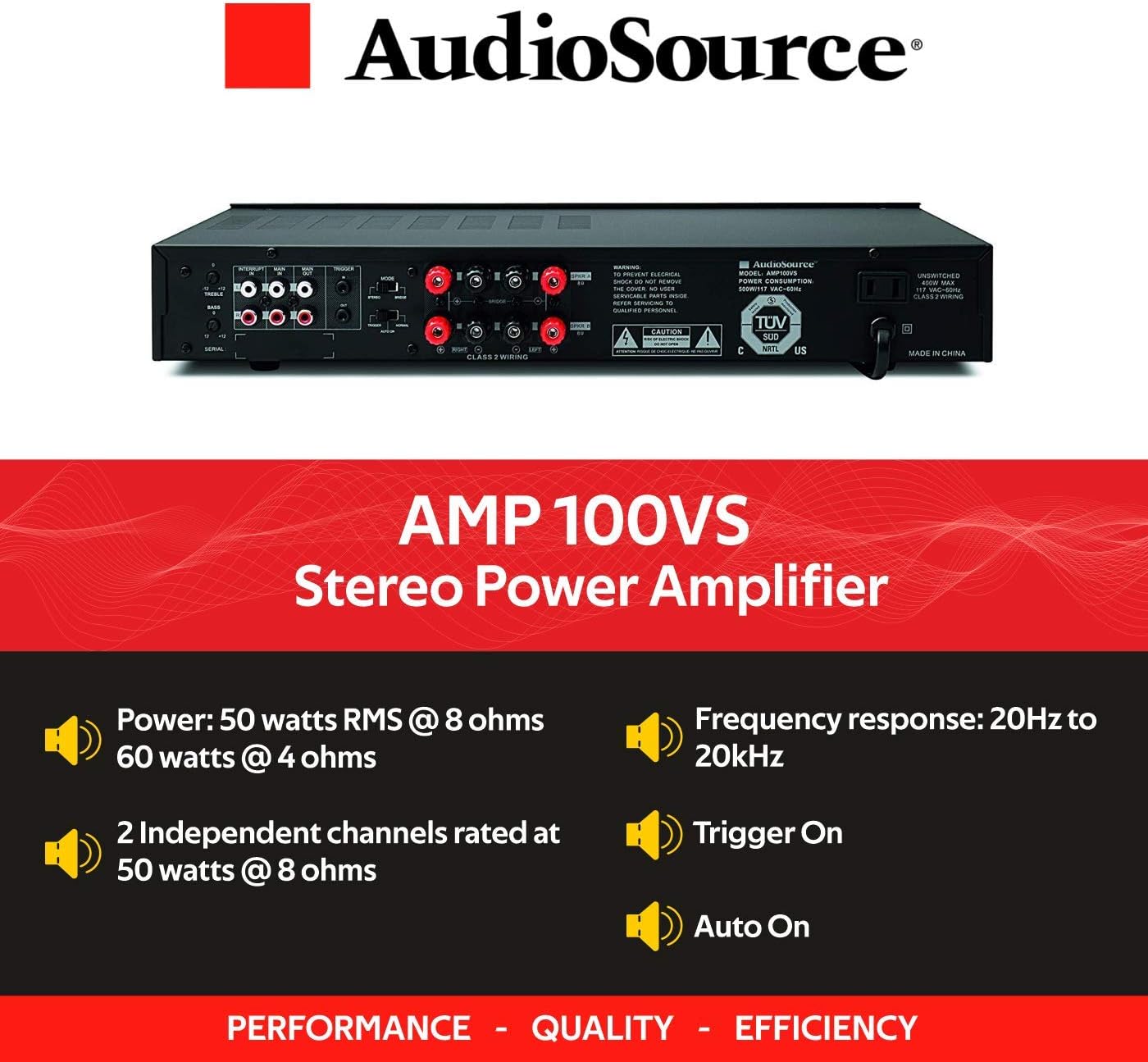 Buy 1 get 1 AudioSource Analog Amplifier, Stereo Power A Amplifier AMP100VS for Home Sound Systems