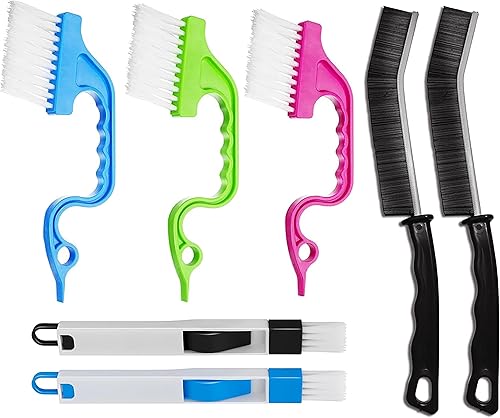 Herramienta de cepillo de limpieza de huecos, 7 herramientas de limpieza de ranuras de mano, cepillos de limpieza de lechada de esquina de borde de