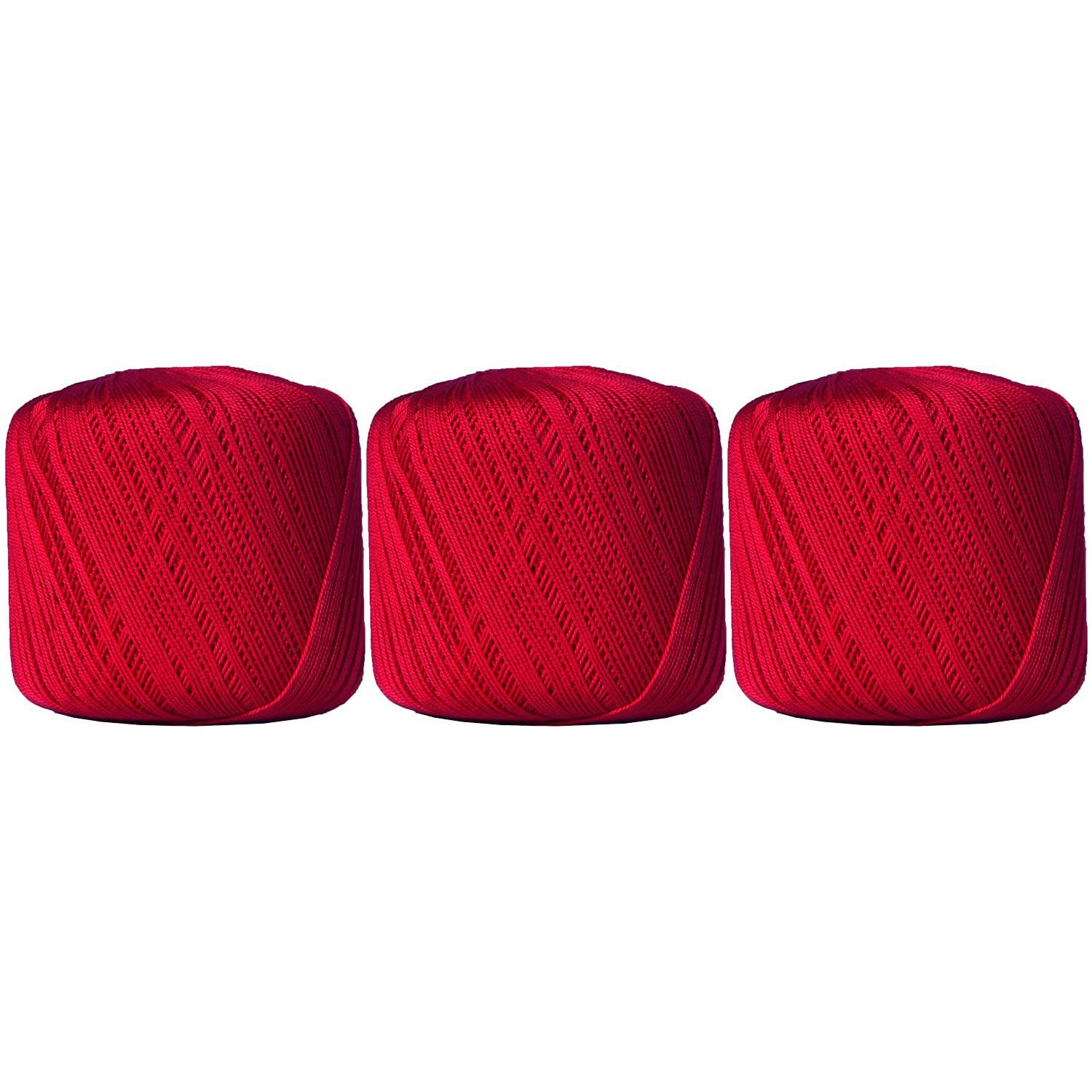 ThreadArt 100% Cotton Crochet Thread Size 10, 3 Ball Pack, Red 12