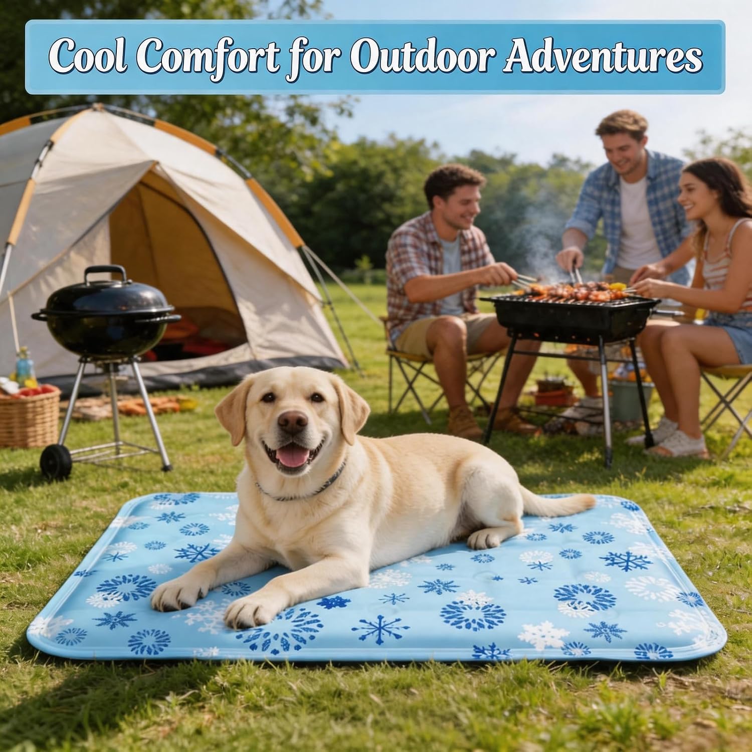 Dog Gel Cooling Mat, Ultra Cold Pet Cooling Pad, Thick Soft Cooling Blanket for Dogs & Cats, Non-Slip Non-Toxic Pet Bed Pad, for Hot Weather Indoor Car Outdoor (Large)
