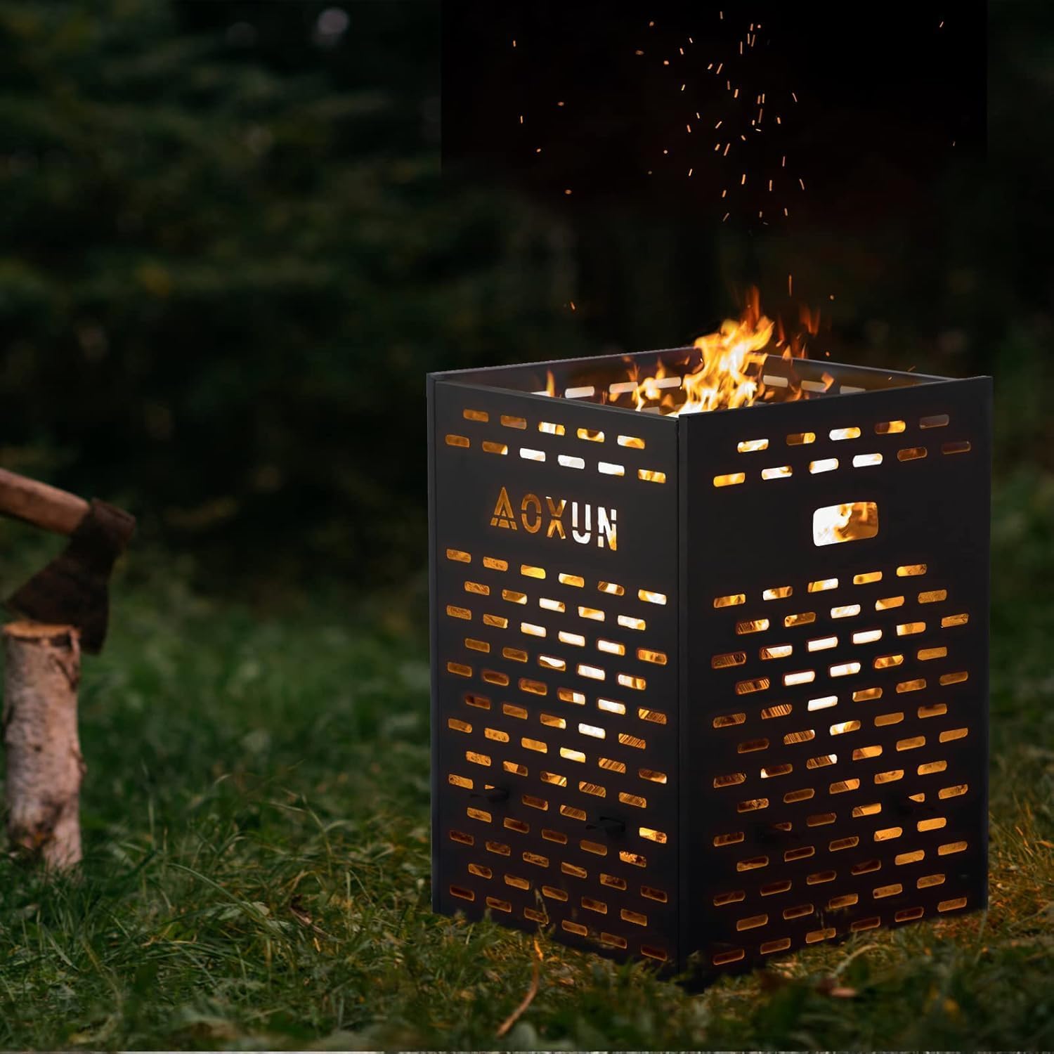 Aoxun 63 Gallon Ultra Thick Burn Barrel for Yard Waste - Heavy Duty Outdoor Incinerator Drum with Burn Cage for Paper, Leaves, Trash & Wood (27.9")