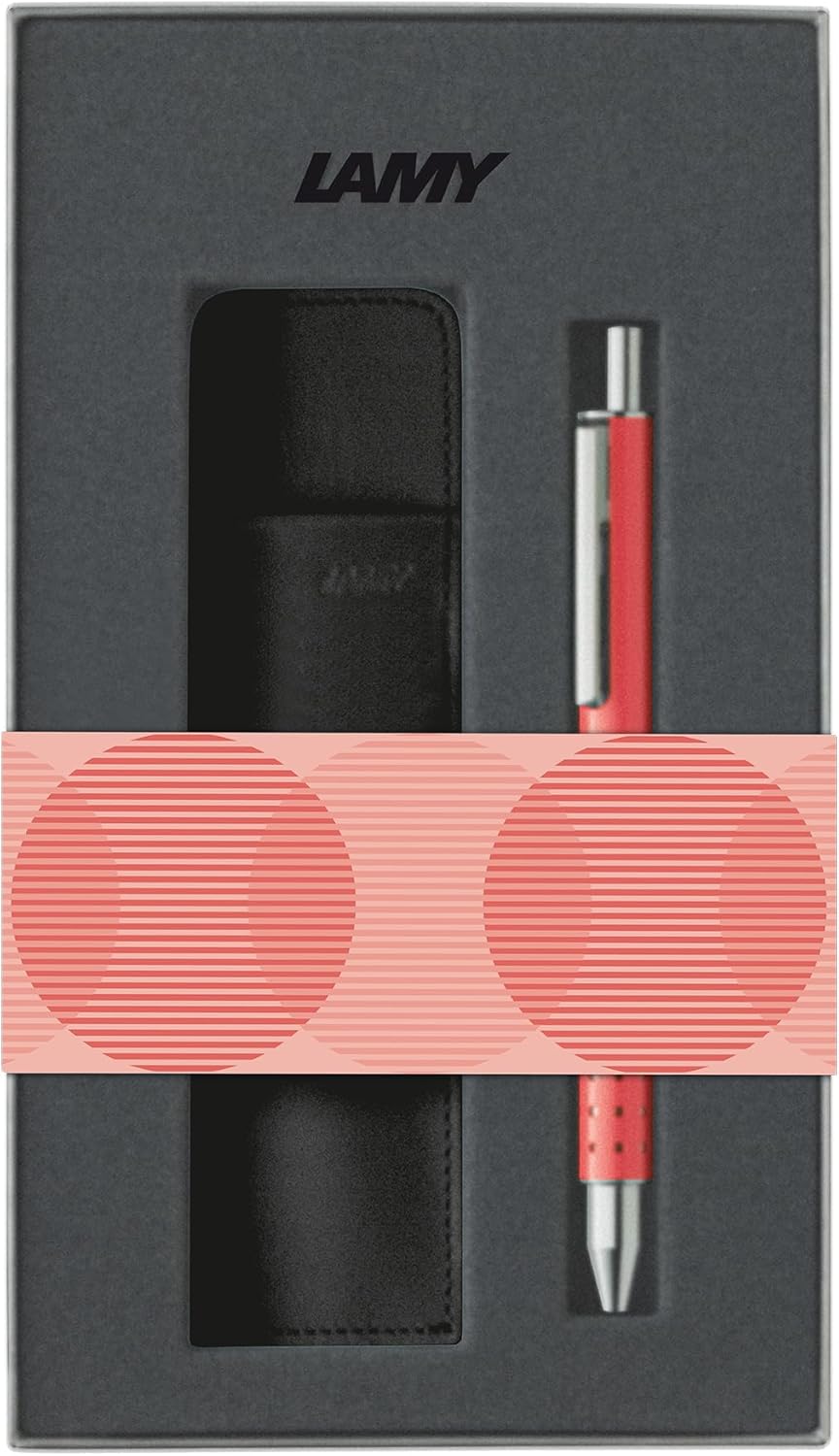 Lamy swift lagoon Special Edition Rollerball Pen Gift Set - Romantic Gift Set with Rollerball Pen & Genuine Leather Case - Metal Body - Line Width B - incl. Rollerball Refill M 66 B blue