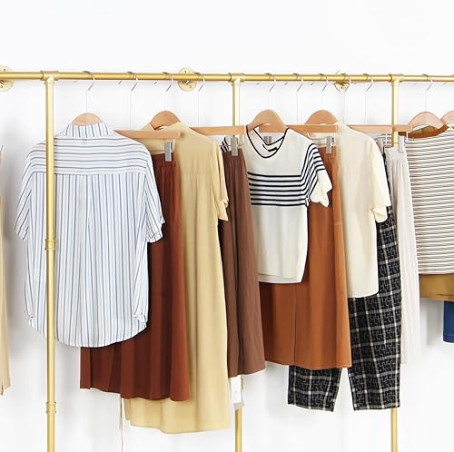 Vista 13 de Perchero industrial de tubería, resistente montado en la pared, barra de ropa de hierro negro, estante de exhibición minorista, organizador de ropa