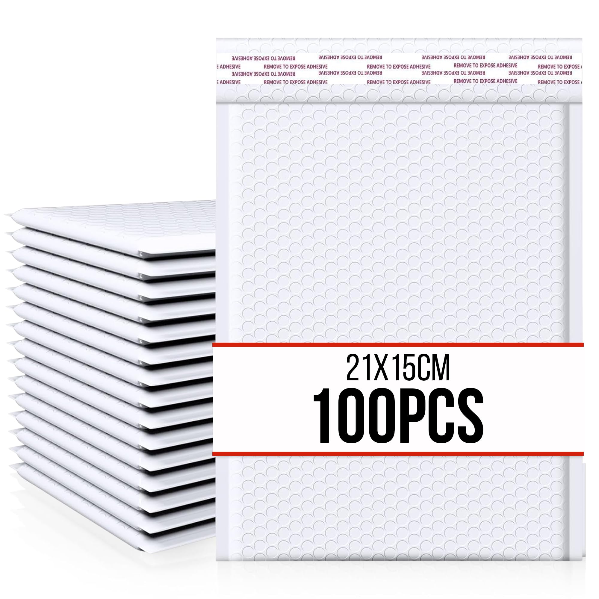 100pcs Waterproof Strong Adhesive Bubble Padded Mailing Bags, Tamper-Proof Shipping Packaging, Durable Protective Postal Self-Seal Jiffy Bags Envelopes - Multiple Colours (Stone White, 21x15cm) — image 1