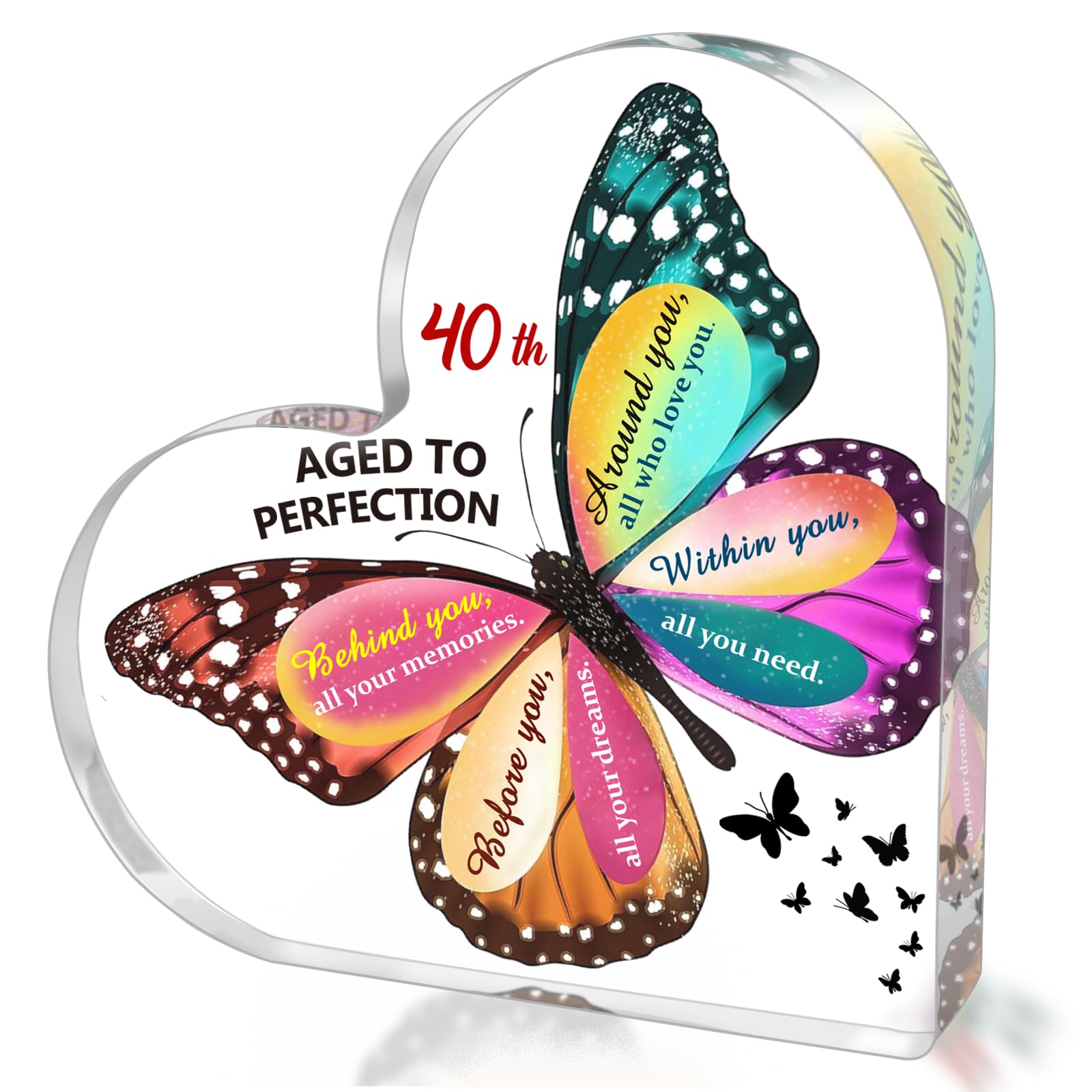 40th Birthday Gifts for Women, Acrylic Heart Sign Birthday Keepsake Presents, 40 Year Old Bday Gifts for Mom, Aunt, Grandma, Sister, Best Friends, Wife, Her