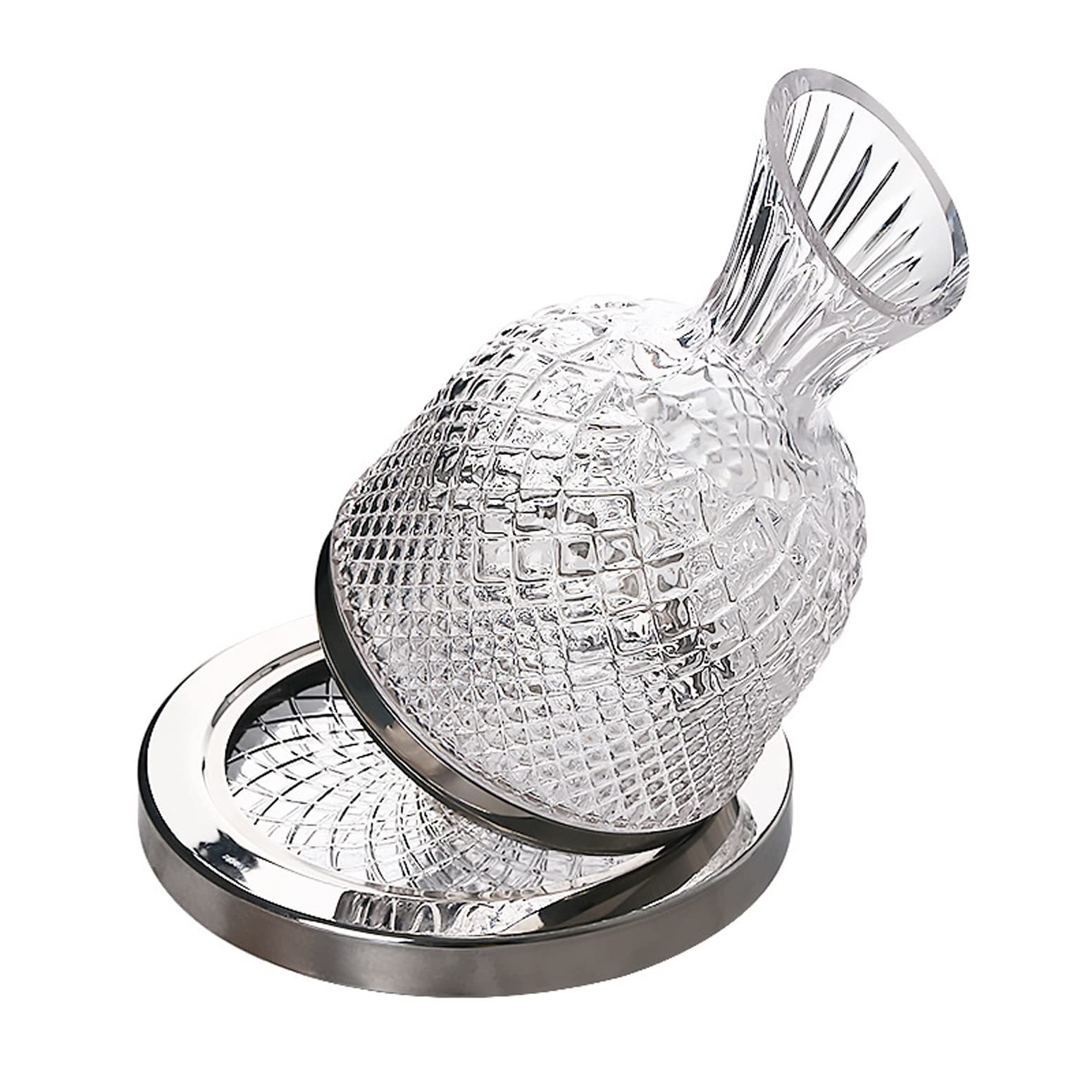 LGYKUMEG Rotwein-Dekanter, 1500ML 360 ° Drehbarer Edelstahl-Boden-Dekanter, Gyro-Dekanter Roter Wein-Dekanter, Schnell Rotierender Dekanter, Tumbler-Whisky-Dekanter, Für Jeden Anlass Geeignet