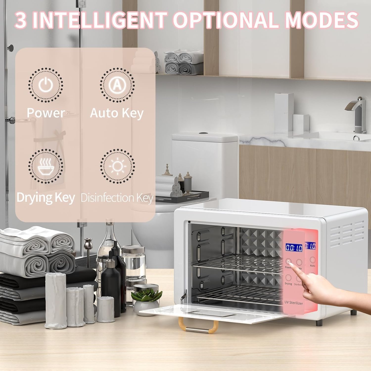 Esterilizador UV de 10 L,Esterilizador Autoclave Eficaz,Esterilizador UV con secado,Aire caliente termostático en,Esterilizador Equipo de uñas para Salones de Manicura Peluquería y Spas (A)
