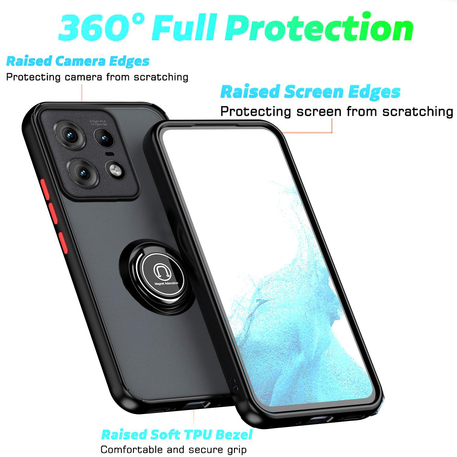 XINYEXIN Coque Pour Honor 90 Lite 5G, Etui Téléphone Antichoc Avec Anneau De Support, Hard PC Et TPU Bumper Mat Translucide Case Cover - Noir Rouge