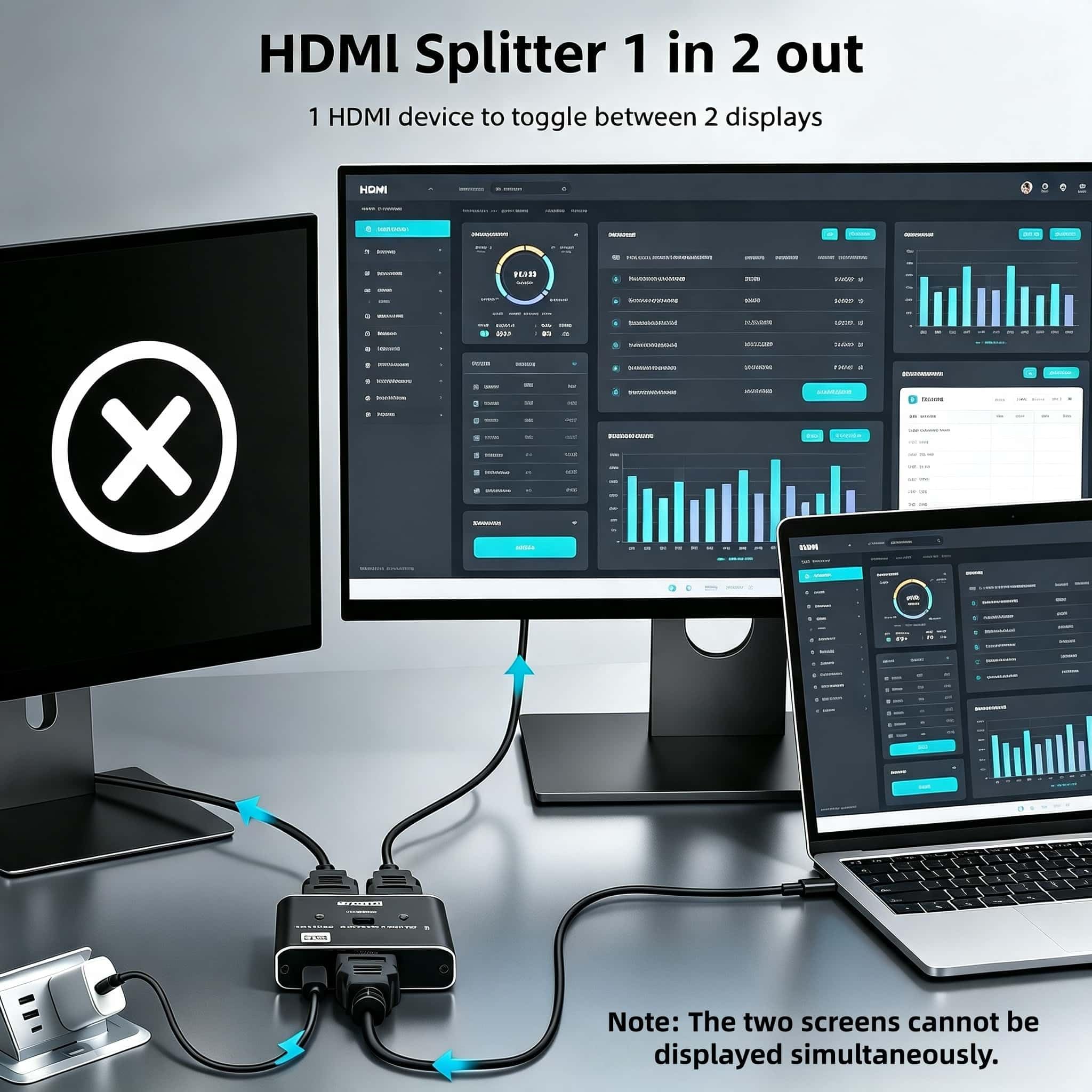 Switch HDMI 2.1, 8K @ 60Hz 4K @ 120Hz alluminio HDMI Switcher 2 in 1 Out, HDMI I Splitter supporta HDR10+ 48 Gbps 3D Dolby VRR, HDM I Switcher compatibile con TV PS5/4 B0X laptop PC proiettore
