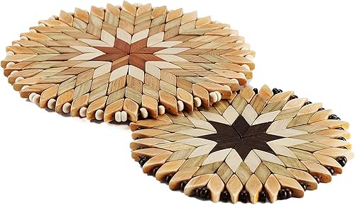 Miniatura 2 de SPL Woodcraft Ukraine - Juego de 2 salvamanteles grandes de madera hechos a mano para platos calientes, diámetro de 9 y 7 pulgadas, posavasos