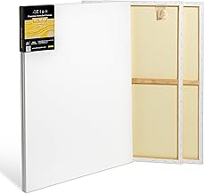 Elan Pre-Stretched Canvases 60x90 380g, 4-PACK 100% Cotton Large Painting Canvases, Canvas for Painting, Canvas 60x90 380 GSM, Large Canvas