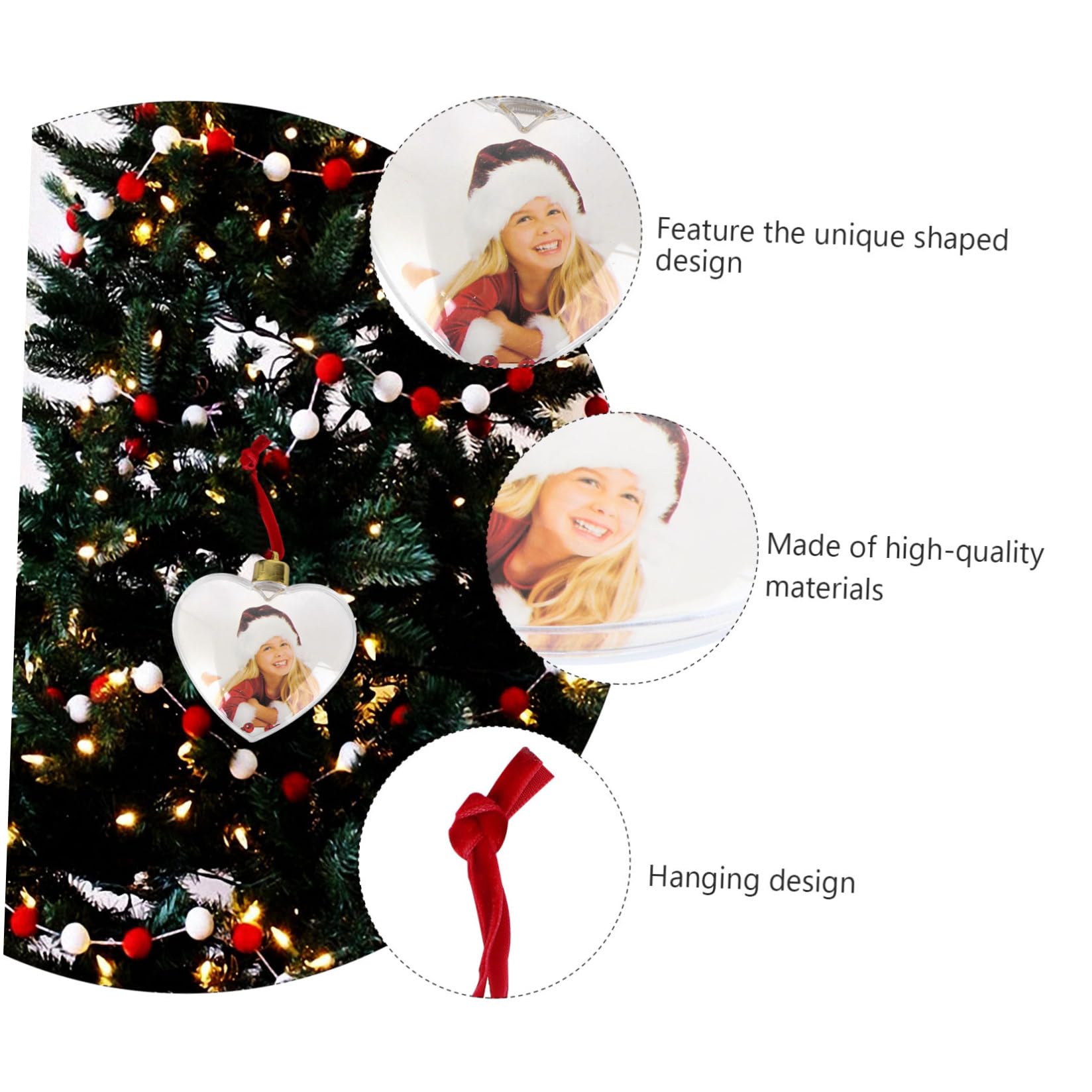 GALPADA Adornos para Fiesta Colgantes Transparentes DIY, Marco de Fotos Corazón 8.5 Cm, Plástico Resistente, 6 Piezas, Decoración Fotográfica para Eventos y Manualidades