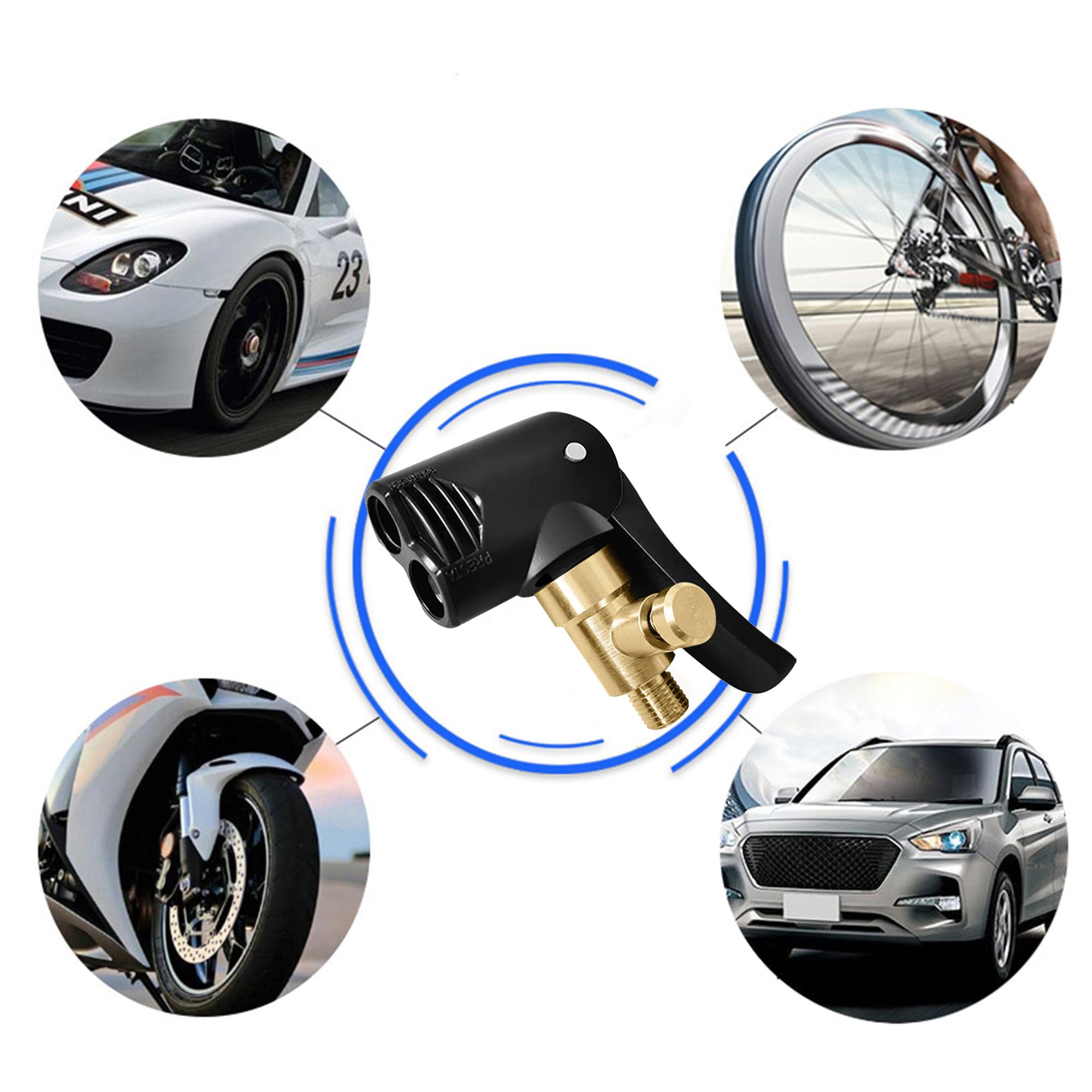 YUEMING 2szt Adapter do pompowania opon elementami, amerykański i francuski standard wtyczka dźwigniowa, przyłącze zaworu, adapter do pompek, adapter do samochodu, motocykla, roweru