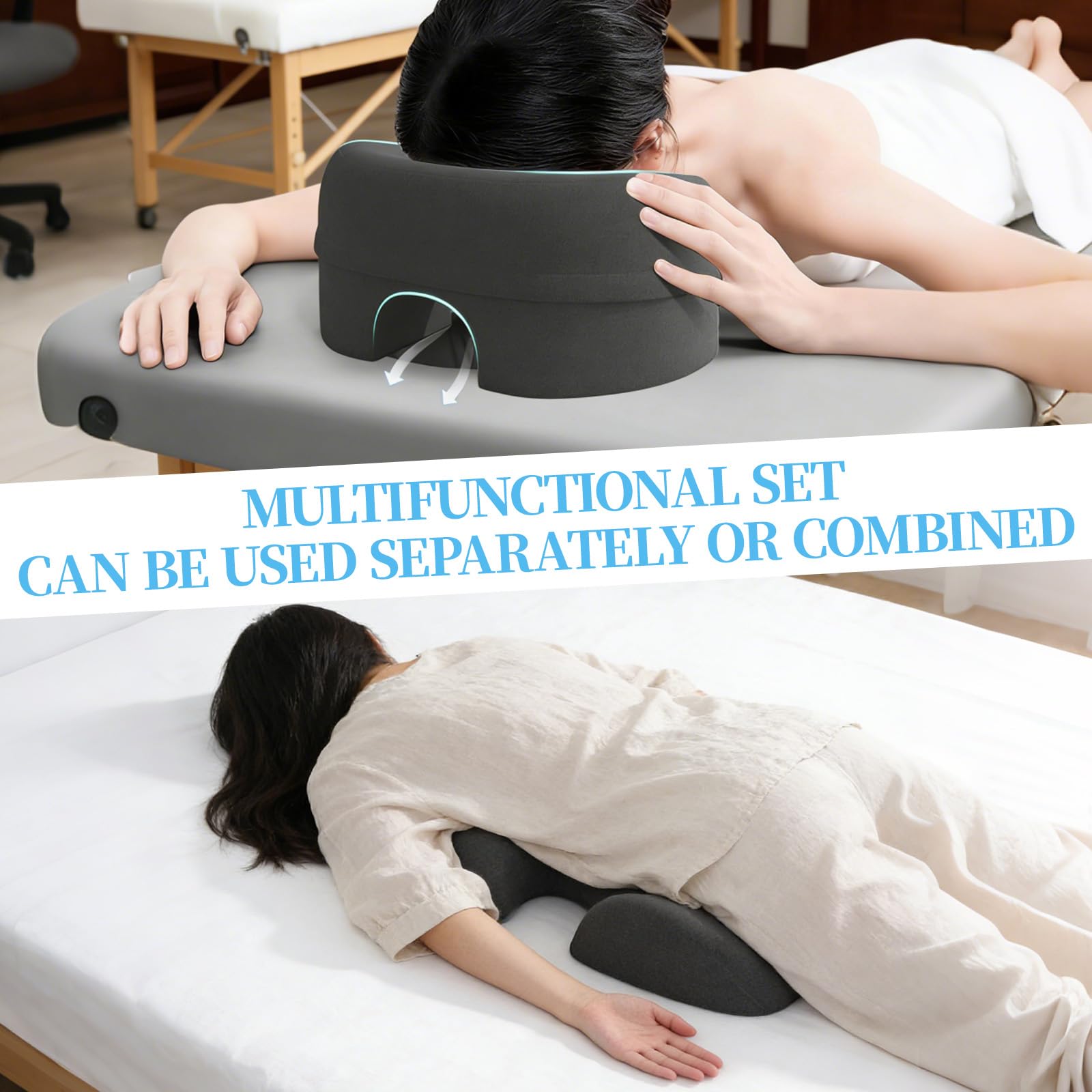Cojín facial de masaje, soporte para pecho y abdomen, almohada para posición prona, adecuada para salón de belleza o spa