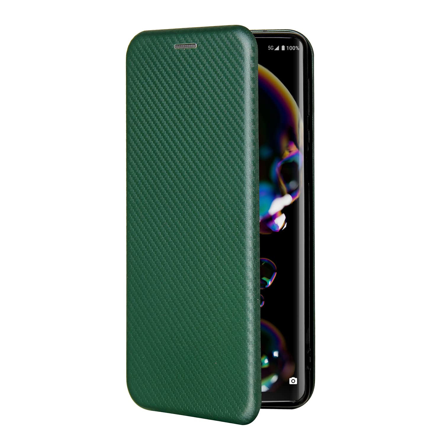 BeyondTopWallet Case for Nokia X10/X20, Carbon Fiber Phone Case with Kickstand & Card Slot, Green