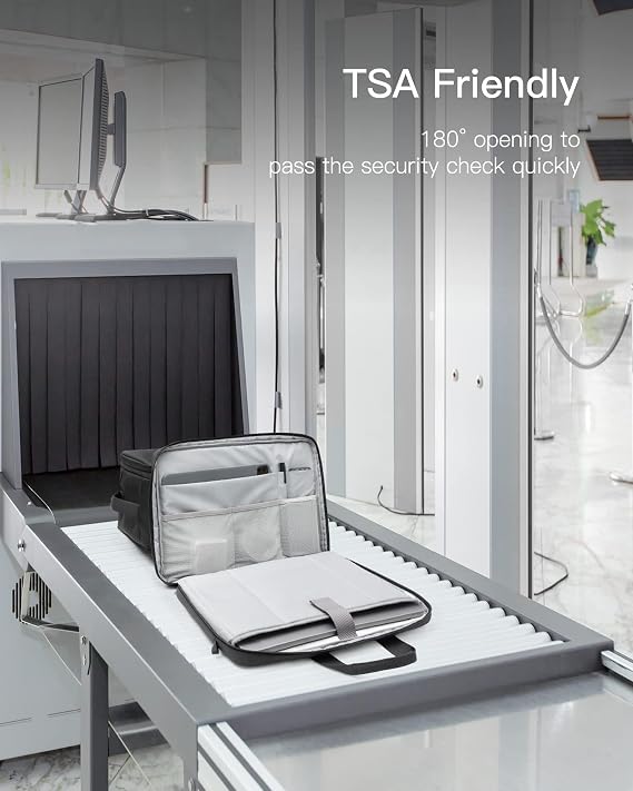 حقيبة كمبيوتر محمول صديقة 15.6 بوصة Tsa للرجال والنساء ، متوافقة مع معظم أجهزة الكمبيوتر المحمولة 15-15.6 بوصة ، مع حزام عربة