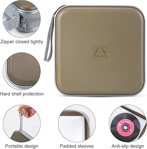 Miniatura 9 de alavisxf xx Estuche para CD, 48 capacidad de plástico duro para DVD con cremallera portátil para CD y disco de almacenamiento grande para viajes en