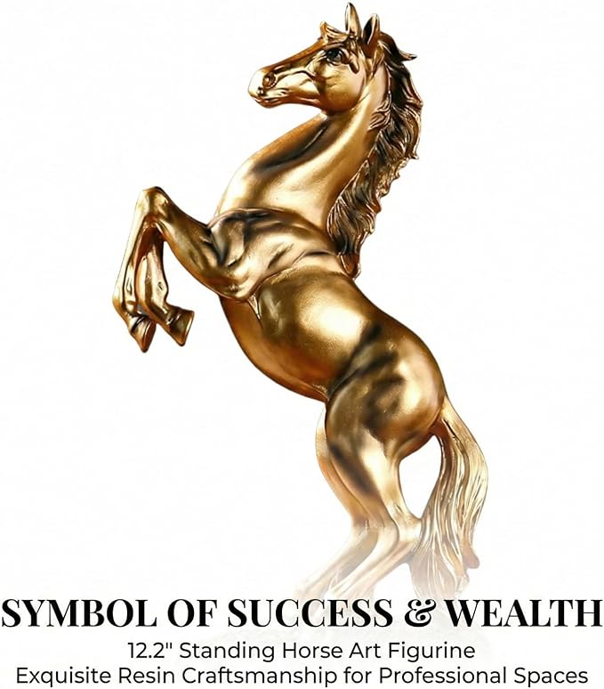 Estatua de caballo de resina dorada 30,99 cm decoración hogar miniatura 8