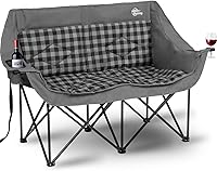 Vista 9 de Silla de Camping para 2 Personas Silla de Camping Loveseat Silla de Camping Doble Plegable Extra Grande Silla de Camping Resistente Silla