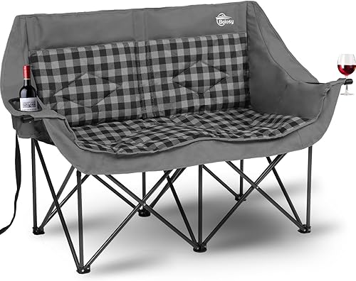 Sillas de camping dobles, silla plegable, sofá de dos plazas de gran tamaño, sillas de campamento para 2 personas para adultos, sofá de campamento,