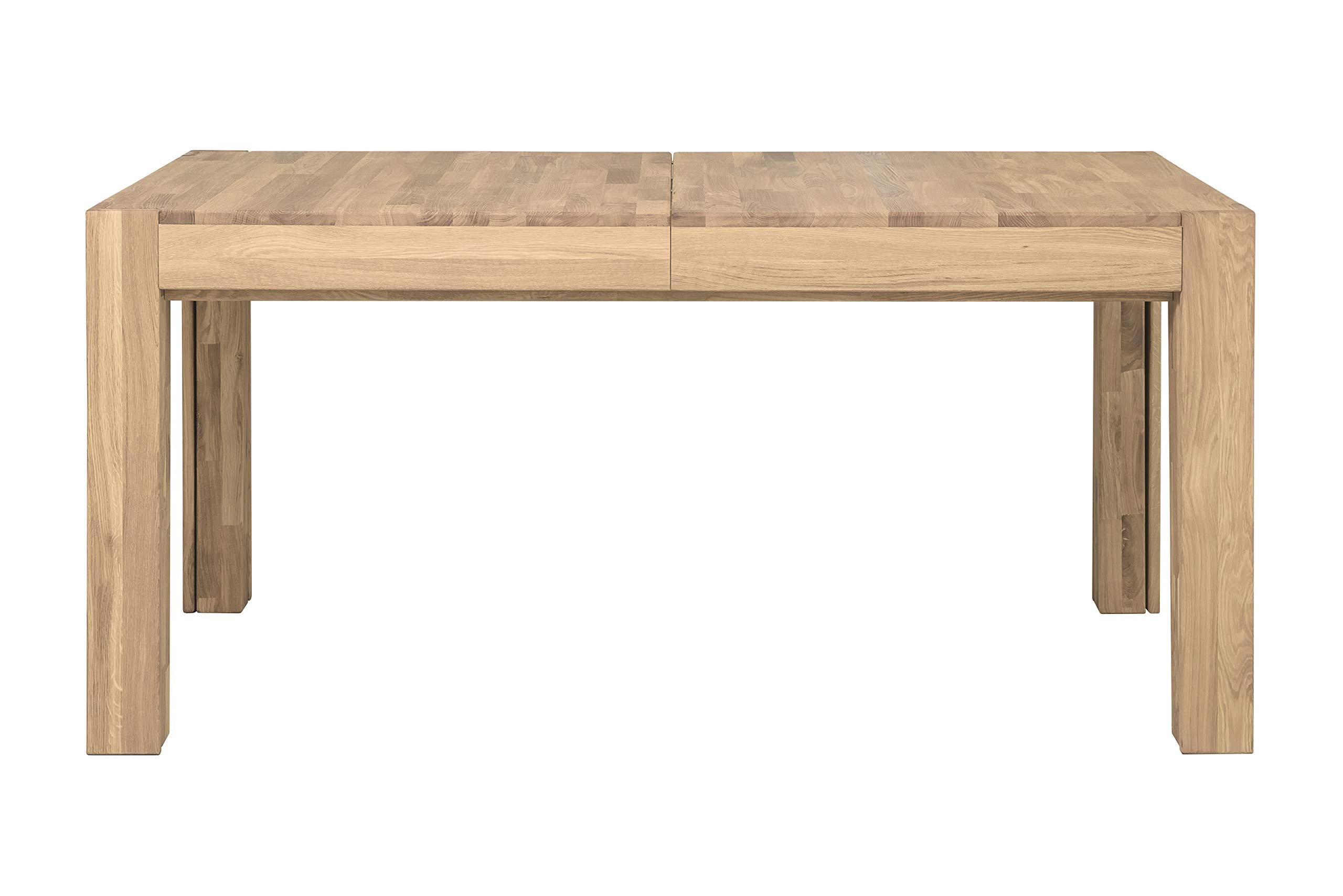 Table de Salle à Manger Extensible XL 160-280 cm en Bois Massif chêne, idéale pour Cuisine, Salon, Meubles de Style Rustique Nordique, Couleur chêne Blanchi