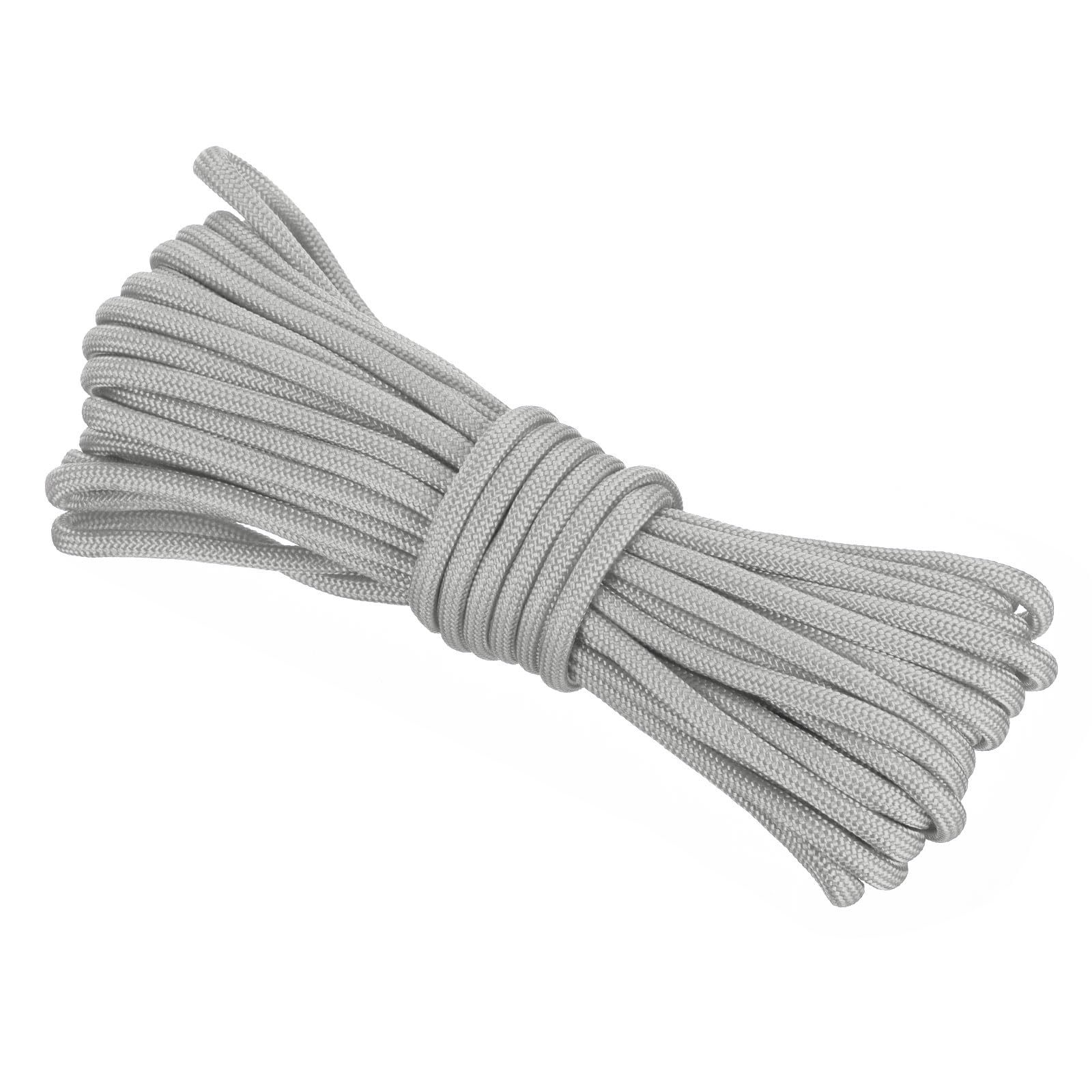 Rebower 550 Paracord Rope 8m, 4mm Thin Paracord Nylon Cord 7-Strand Core [for Tent Camping Outdoor Gear] - Light Grey