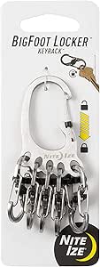 Nite Ize KLKBF-11-R6 Bigfoot Locker KeyRack, Carabiner Chain with 5 Stainless Steel Locking S-Biner Toes to Hold Keys Separately + Securely, 1,unisex-adult, Silver